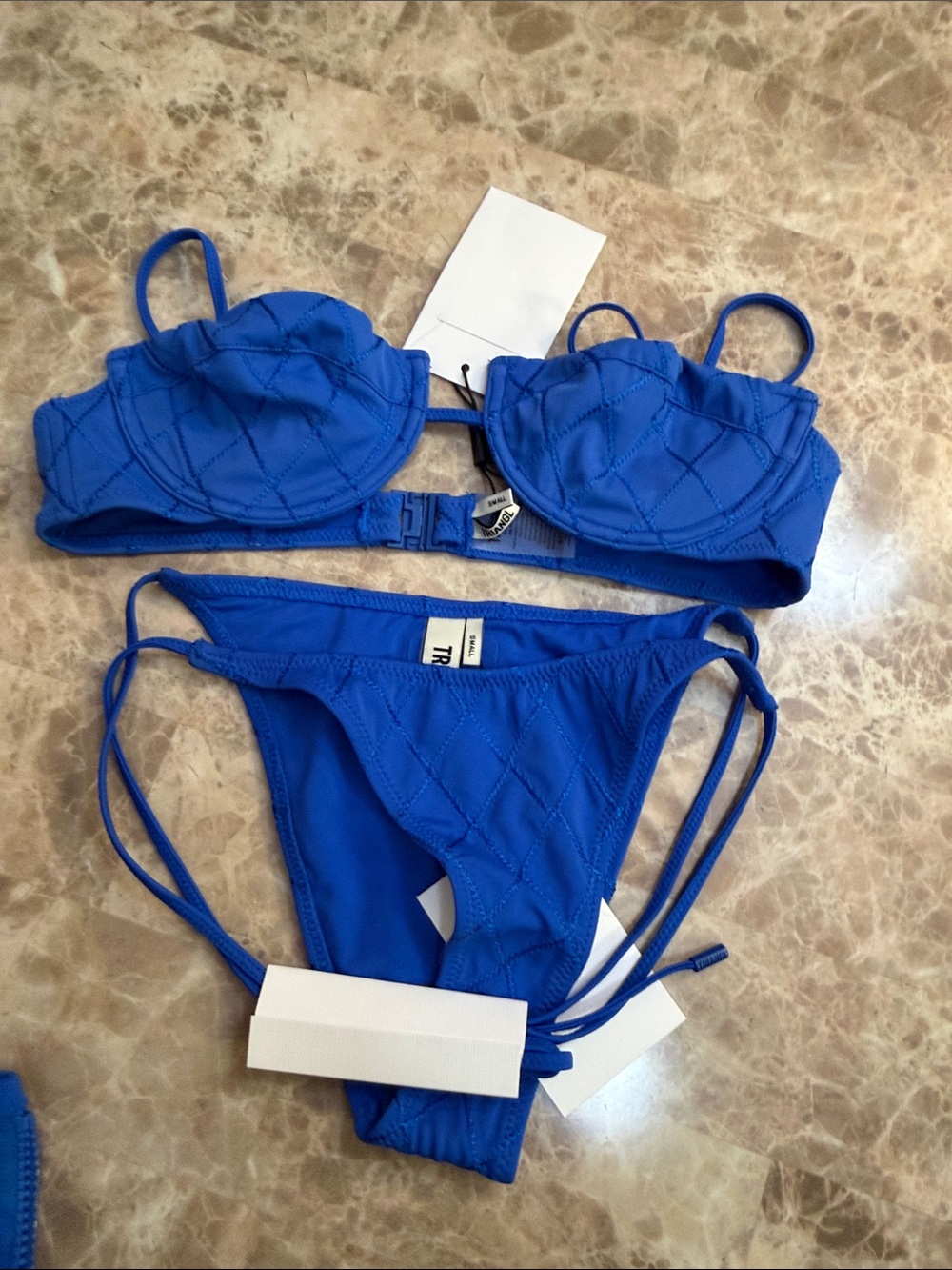 NWT triangl swimwear Bold Cobalt Blue Two-Piece Bikini Set size small